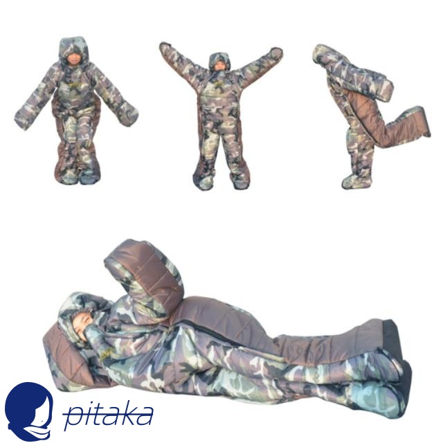 寝袋 人型寝袋 防水 丸洗い可 寝袋 シュラフ -5℃?5℃ 極寒対応 高通気性 防カビ 防虫 防災 撥水 コンパクト お部屋の中でもアウトドアも大活躍 登山 キャンプ 災害避難所 野宿 歩ける 車中泊で保温性抜群 スマホの操作や読書 食事も楽々 防寒着