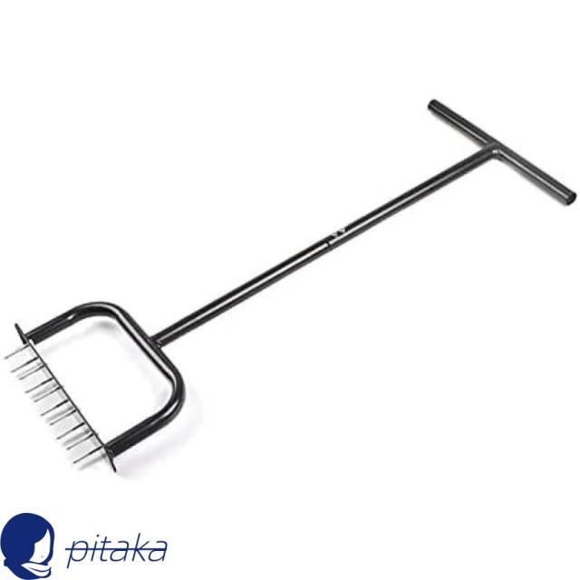 マルチポイント芝生エアレーター付きグラスストッパー、手動グラスデタッチメントアセンブリ付き土壌ベンチレーター、T/炭素鋼、小規模庭果樹園用、