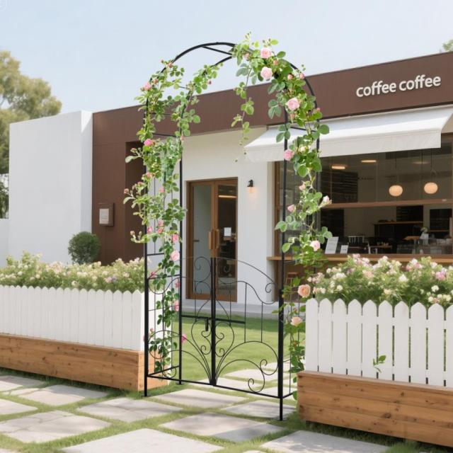 ガーデンアーチ ローズアーチ 扉付き ゲットセット 園芸 ガーデニング用品 スチール 鉄製 薔薇アーチ ファニチャー 園芸用品 アーチ ガーデニング 花立て