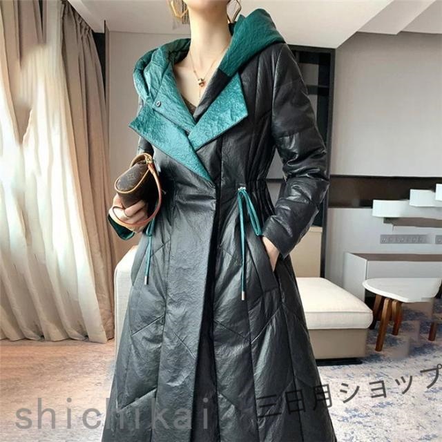 ダウンコート レディース アウター 冬服 ラムレザー コート 本革 レザーコート ロング 本革 ダウン 羊革コート レディースアウター レディースコート ロングダウンジャケット 冬防寒 アウター ホワイトデー