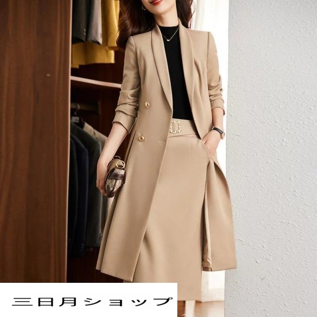 セットアップ フォーマルスーツ レディース スカートセット ロングジャケットとスカート2点セット ジャケットセット　通勤 入学式　卒業式　オフィスカジュアル OL きれいめ ジャケットセッ上下セット
