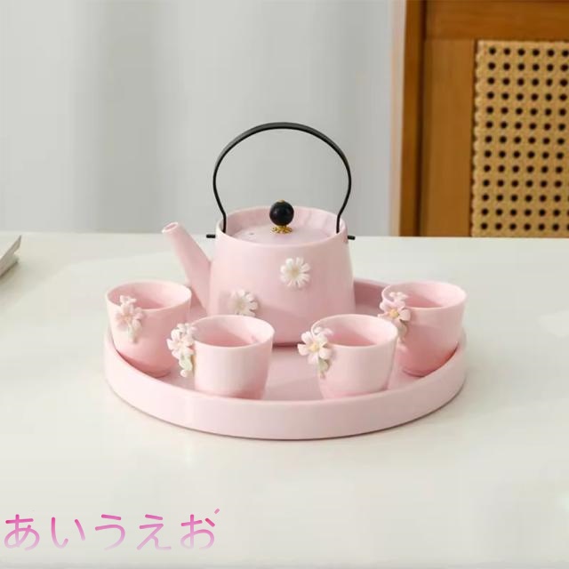 手作り 陶磁器 白磁 花 ティーポット 6点セット 蓋碗 宝瓶 茶器セット 携帯 アウトドア 旅 ティーセット 中国茶器 台湾茶 ウーロン茶 紅茶茶器