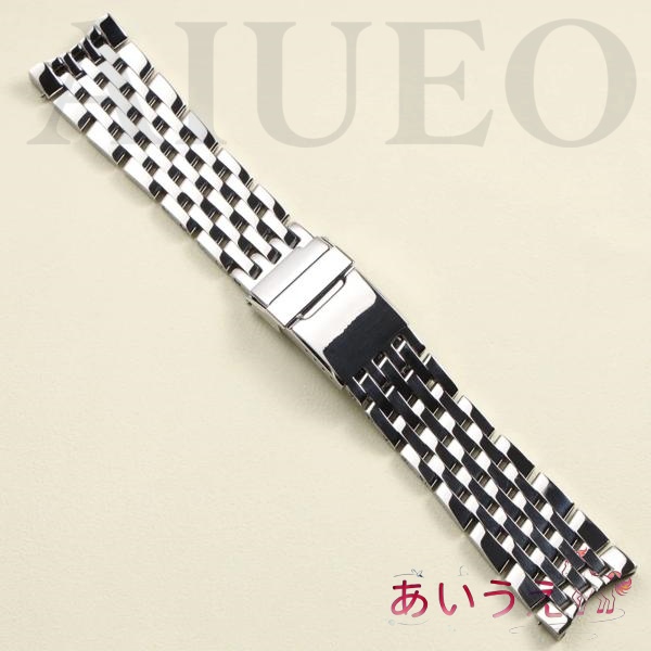 人気 22 24 ミリメートルポリッシュシルバーソリッドステンレス鋼時計バンドブライトリングナビタイマー金属時計ストラップ手首ブレスレット