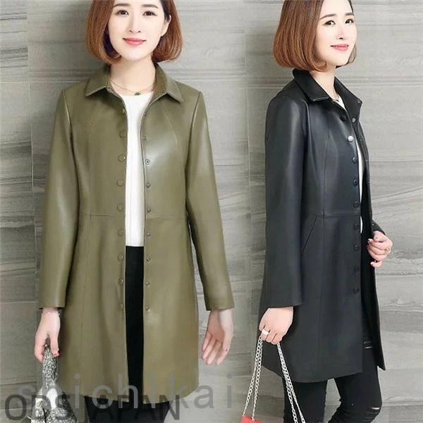 本革ジャケット 革コート ラムレザージャケット 女性 リアルレザー 秋冬アウター 折り襟ジャケット ロング丈 長袖 ブラック オリーブグリーン ホワイトデー