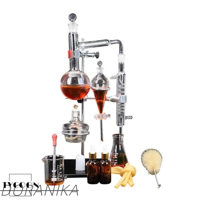 実験室蒸留装置 純水装置 実験室蒸留ユニット DIY小型蒸留装置キット化学実験装置 全ガラス蒸留器 精油抽出装置 500ML エッセンシャルオイル蒸留器化学実験用