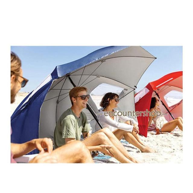 ビーチパラソル パラソルテント 日よけ 海水浴 サンシェード傘 ワンタッチ UVカット 安眠 グッズ 日光浴キャンプ フェイスシェード 顔頭保護 遮光_2