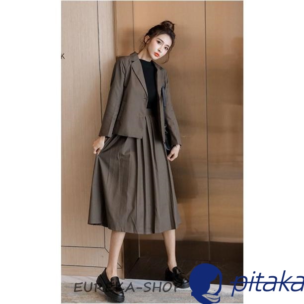 セットアップ カジュアル レディーススーツ 上品 スカートスーツ ロングスカート 洗える 長袖 エレガント OL女性 事務服 オフィス ビジネススーツ