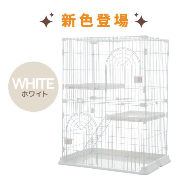 ホワイト】猫ケージ キャットケージ 2段 猫ゲージ 多段 脱走防止ペット