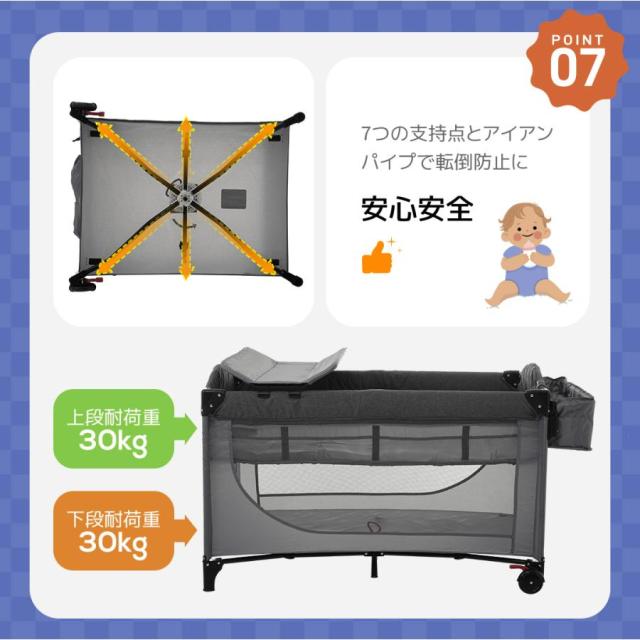 プレイヤード ベビーサークル 折りたたみ おむつ替えテーブル付 お昼寝マット キャリーバッグ付 マットレス付 プレゼント 誕生日_15