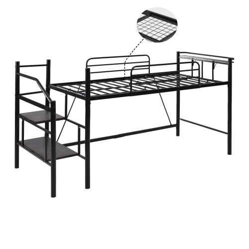 ロフトベッド S パイプベッド シングル 耐荷重150kg 高さ130cm システムベッド ロータイプ 棚 収納 北欧風 大人 一人暮らし 子供 スチール 耐震_1