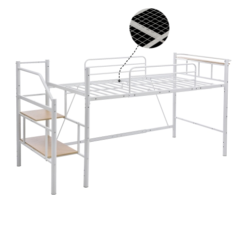 ロフトベッド S パイプベッド シングル 耐荷重150kg 高さ130cm システムベッド ロータイプ 棚 収納 北欧風 大人 一人暮らし 子供 スチール 耐震_2