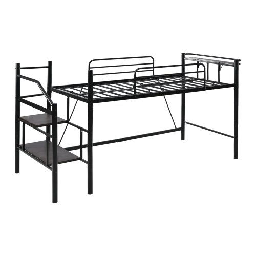 ロフトベッド S パイプベッド シングル 耐荷重150kg 高さ130cm システムベッド ロータイプ 棚 収納 北欧風 大人 子供