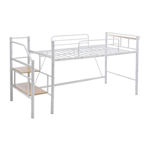ロフトベッド S パイプベッド シングル 耐荷重150kg 高さ130cm システムベッド ロータイプ 棚 収納 北欧風 大人 子供