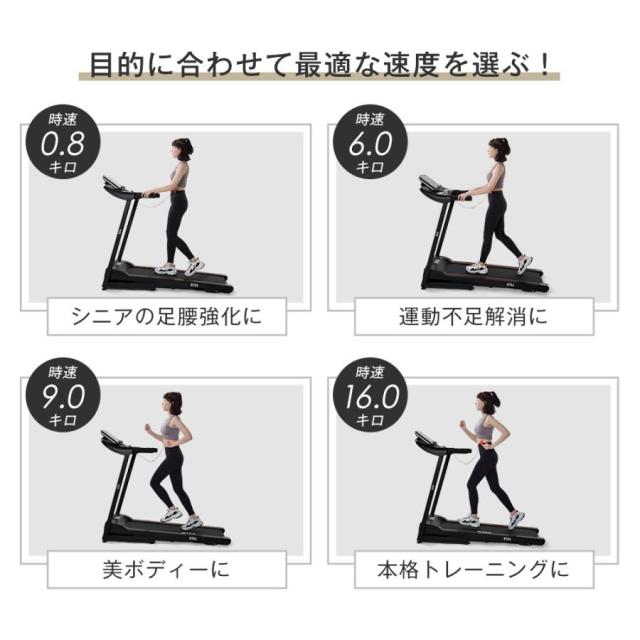 ルームランナー 家庭用 電動 MAX16km/h 折りたたみ 心拍数測定 ランニングマシン トレーニング ダイエット ダイエット器具 フィットネス_4