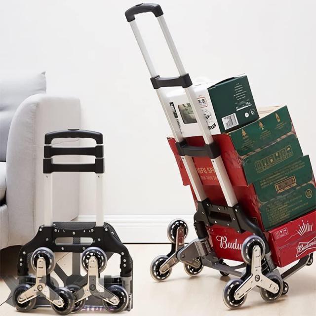 キャリーカート 折りたたみ式 ハンドトラック 360度回転 静音 耐荷重75kg 大型タイヤ 高さ調節 アルミニウム合金 軽量 コンパクト 階段 段差 CC-01