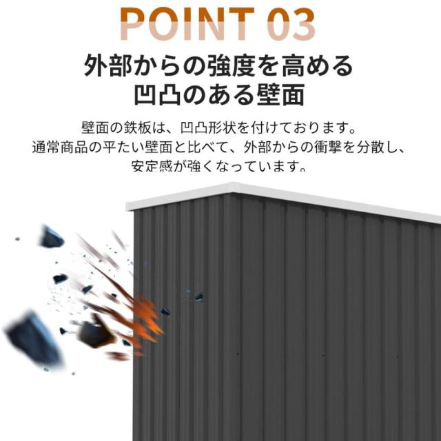 屋外収納庫 大容量 大型 屋外収納箱 1600L ストッカー 外用 ベランダ 屋外 収納ボックス 金属製 両開きドア 施錠可能 底板なし ブラック_7