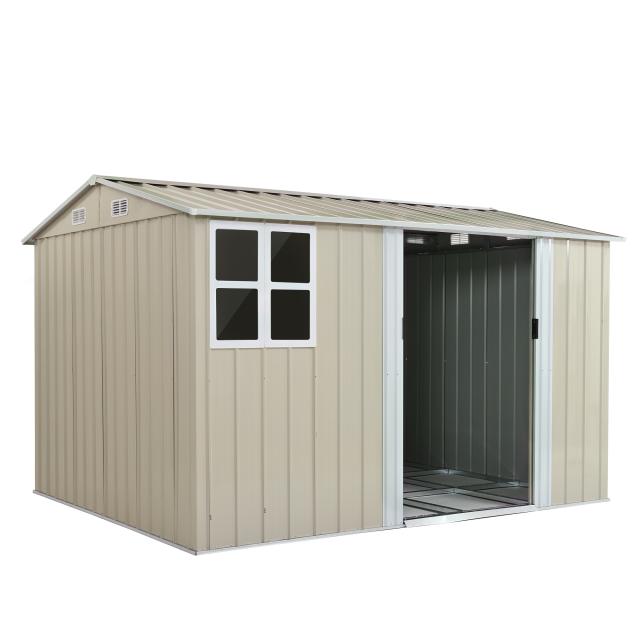 大型倉庫 物置 屋外 スチール 倉庫 床材補強フレーム付き 幅290*奥行き232*高195 戸外収納庫 物置き 大型 収納庫 屋外物置 防さび 屋外収納 ガーデニング 庭_1