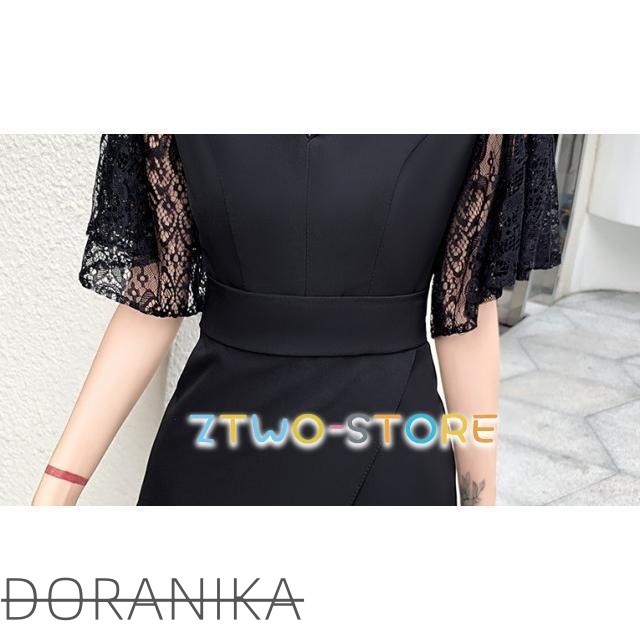 パンツドレス かっこいい パーティードレス 結婚式 お呼ばれドレス パンツ ジャンプスーツ 半袖 袖あり レース袖 黒 大きいサイズ 3L 4L 小さいサイズ 韓国_7