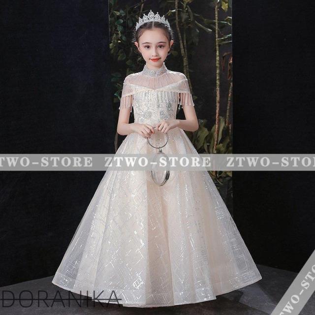 新品 豪華 子供ドレス ピアノ発表会 バイオリン ロング 結婚式 キッズ フォーマルドレス 子どもドレス ジュニアドレス 100 110 120 130 140 150 160