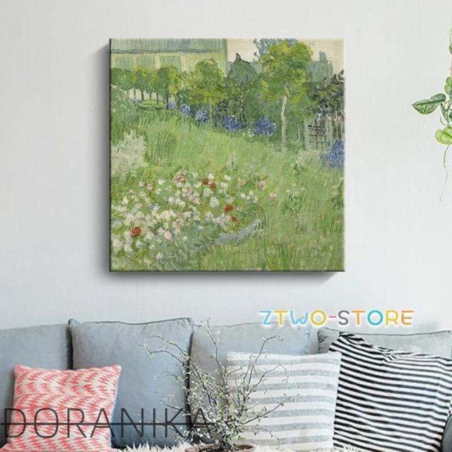ゴッホ ファブリックパネル 絵画 インテリア ファブリック 絵 「ドービニーの庭（F765）」 50×50cm オシャレ 壁絵