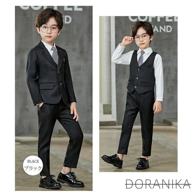 子供スーツ キッズスーツ 男の子 スーツ フォーマル 5点セット ジャケット ベスト 卒業式 七五三 結婚式 発表会 演奏会 タキシード 紳士服 スリム 90cm~170cm_2
