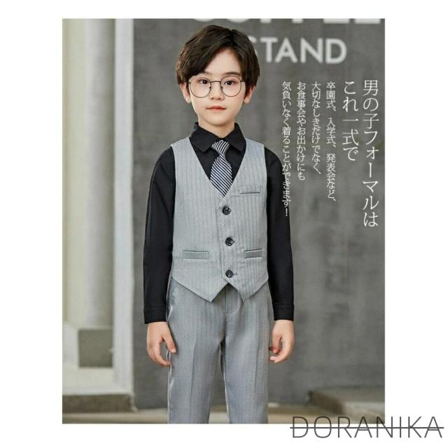 子供スーツ キッズスーツ 男の子 スーツ フォーマル 5点セット ジャケット ベスト 卒業式 七五三 結婚式 発表会 演奏会 タキシード 紳士服 スリム 90cm~170cm_7