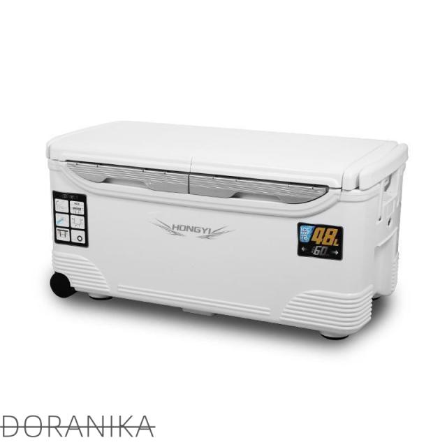 釣り用クーラーボックス 大容量32 70L 座れる頑丈マッスルボディ 防水 材 ハンドル 水栓 肩ベルト キャスター付き 釣り 保冷力72h 白&黒 持ち運び便利_2