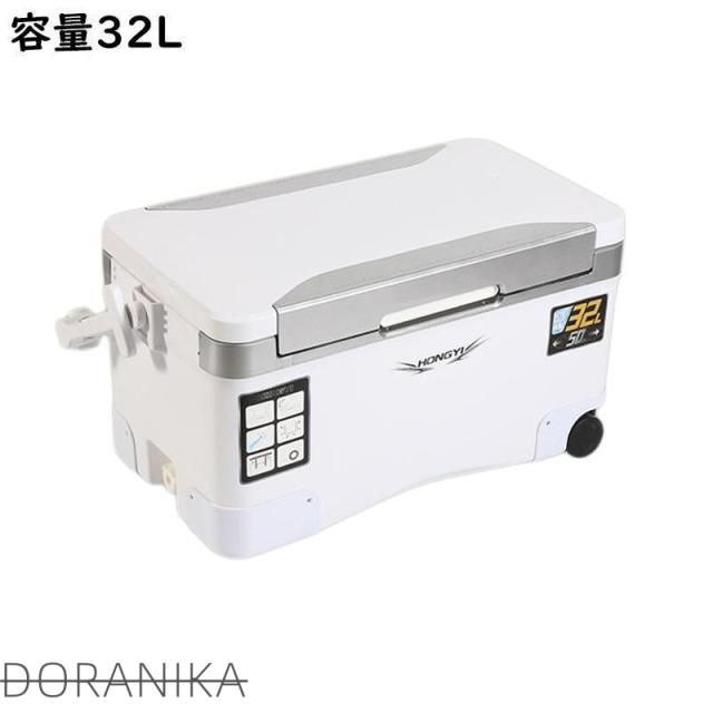 釣り用クーラーボックス 大容量32 70L 座れる頑丈マッスルボディ 防水 材 ハンドル 水栓 肩ベルト キャスター付き 釣り 保冷力72h 白&黒 持ち運び便利_9