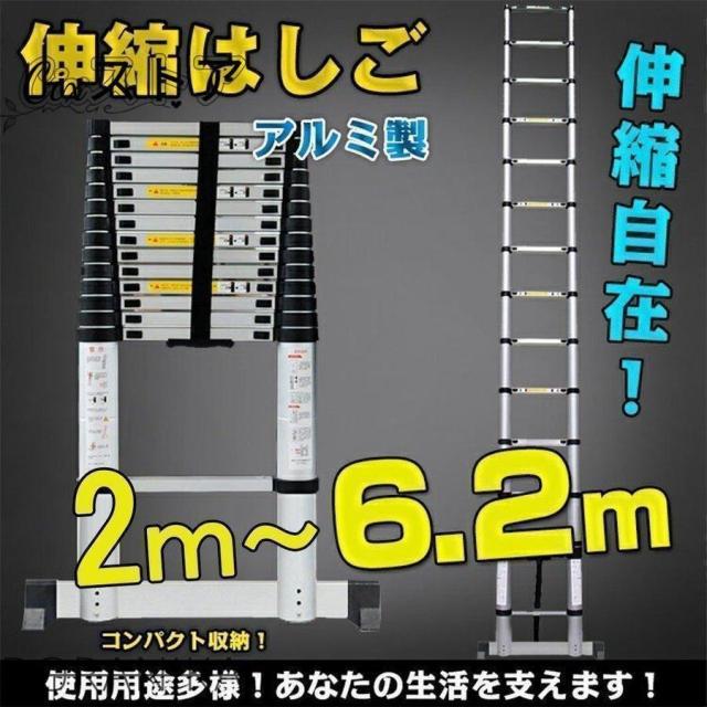 はしご 伸縮 折り畳み伸縮梯子 多機能 アルミはしご 持ち運びに便利 2m