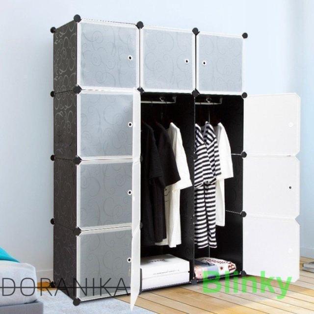マジック収納ボックス クローゼット ハンガーラック 衣装ケース 衣類収納 DIY収納 収納棚 後付け 組み立て式 12個ラックセット 大容量 収納ボックス 防水 防塵