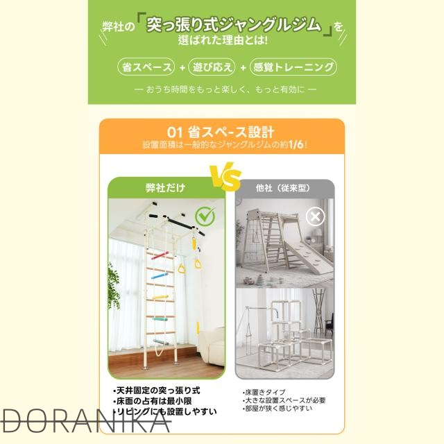 ジャングルジム 突っ張り式 室内遊具 おうち運動 金属フレーム 5WAY 高さ調節 室内 鉄棒 穴あけ不要 大型遊具 遊具 ロープはしご クライミングロープ 屋内 家庭用 耐荷重80kg 組み合わせ自由 子供 キッズ 男の子 女の子 お祝い 入園 おもち_2
