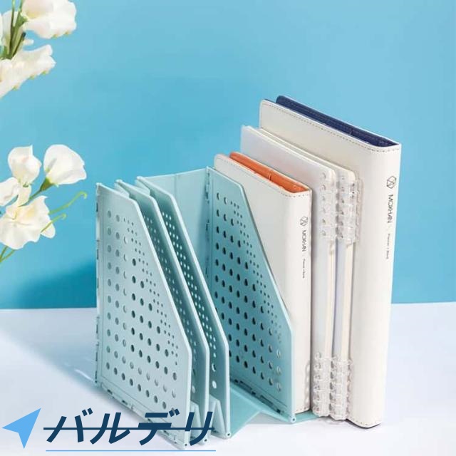 折り畳み式 A5サイズ ファイルスタンド 4段 本立て テーブル上 伸縮式 折り畳み式 ブックスタンド 書類収納 雑誌/新聞/書類入れ 事務用品 倒れない 組み立て不要 お洒落 オフィス_3
