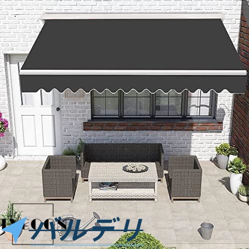 新機能 オーニングシェード 2m 屋根 格納式 雨よけシェードオーニング ガゼボ キット キャノピーオーニング シェード シェード巻き取り式手動クランク付2*1.5m_10