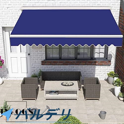 新機能 オーニングシェード 2m 屋根 格納式 雨よけシェードオーニング ガゼボ キット キャノピーオーニング シェード シェード巻き取り式手動クランク付2*1.5m_13