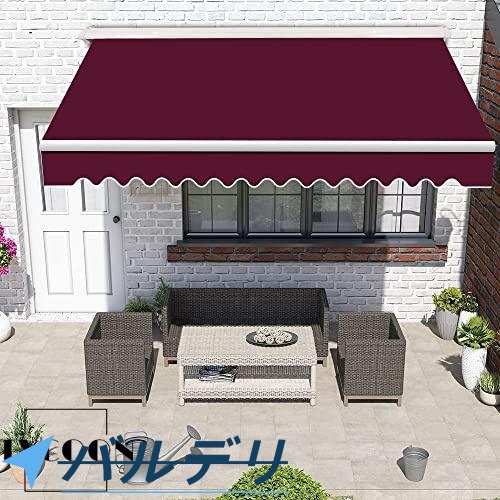 新機能 オーニングシェード 2m 屋根 格納式 雨よけシェードオーニング ガゼボ キット キャノピーオーニング シェード シェード巻き取り式手動クランク付2*1.5m_18