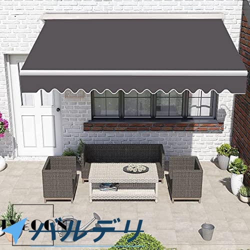 新機能 オーニングシェード 2m 屋根 格納式 雨よけシェードオーニング ガゼボ キット キャノピーオーニング シェード シェード巻き取り式手動クランク付2*1.5m_2