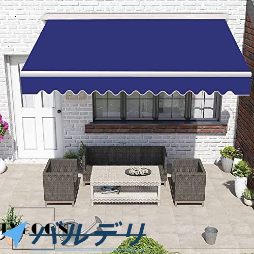 新機能 オーニングシェード 2m 屋根 格納式 雨よけシェードオーニング ガゼボ キット キャノピーオーニング シェード シェード巻き取り式手動クランク付2*1.5m_4