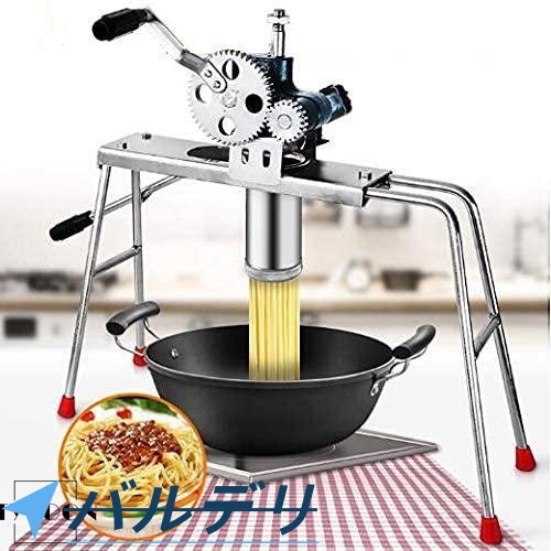 手動パスタメーカー 製麺機 水洗える ステンレス製麺筒 そば/うどん/生パスタなど ダブルギア より高効率 ダブルハンドル 家庭用 業務用