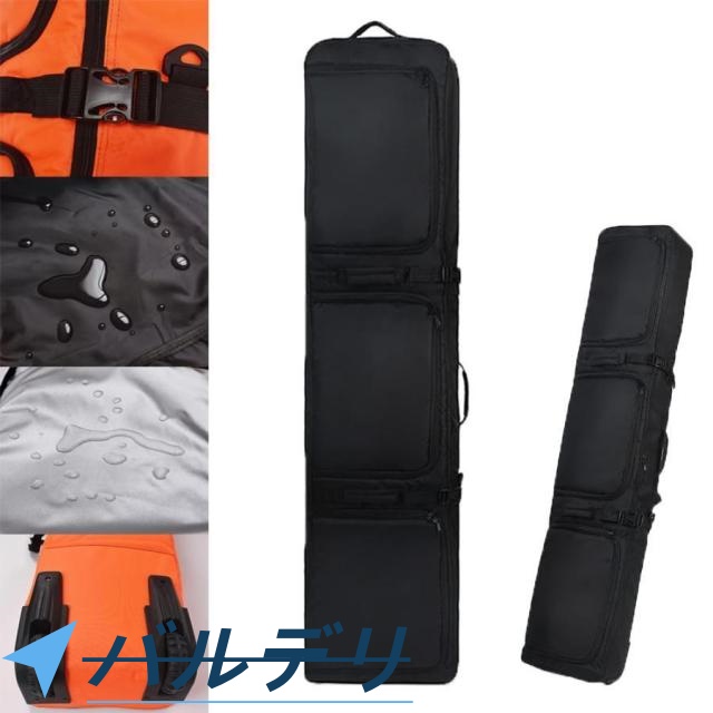 パッド入りスノーボードバッグ、飛行機旅行ロードトリップ用ホイール付きスキーバッグ、シングルスキーまたはスキー2セットに適合するローリングダブルスキーバ