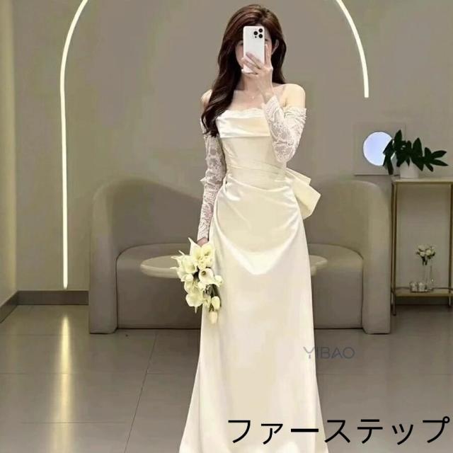 ウエディングドレス ウェディングドレス ドレス 二次会 レースワンピース レディース イブニングドレス パーティードレス レースドレス ラインドレス 花嫁ドレス
