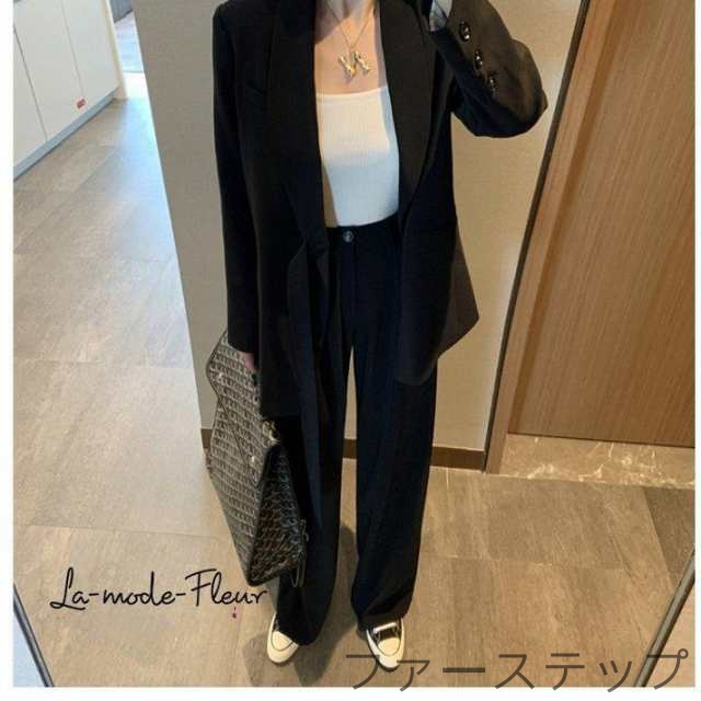 セットアップ レディース 春秋 スーツ 2点セット カジュアル 結婚式 二次会 上品 ブレザー + ワイドパンツ 上下セット おしゃれ_5