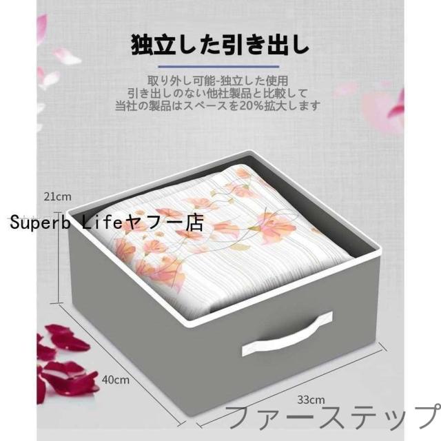 ワードローブ 大容量 カバー付き クローゼット ハンガーラック 3つの引き出し 整理タンス 衣類収納 組み立て式 工具不要 (グレー)_3