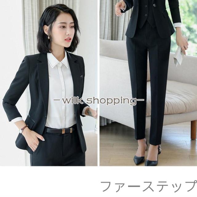 スーツセット レディース パンツセット セットアップ スカートセット フォーマル 細身シルエット 制服OL ビジネス 入学式 卒業式 通勤_2