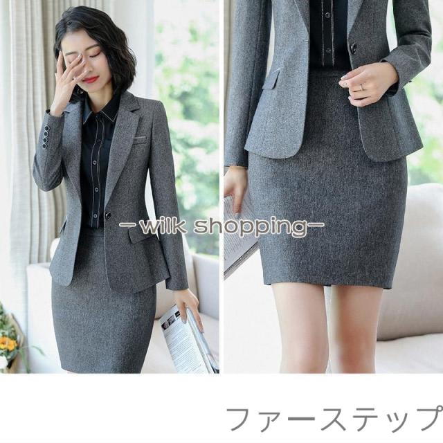 スーツセット レディース パンツセット セットアップ スカートセット フォーマル 細身シルエット 制服OL ビジネス 入学式 卒業式 通勤_3