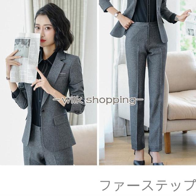 スーツセット レディース パンツセット セットアップ スカートセット フォーマル 細身シルエット 制服OL ビジネス 入学式 卒業式 通勤_4