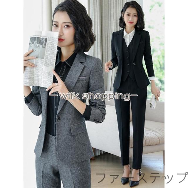 スーツセット レディース パンツセット セットアップ スカートセット フォーマル 細身シルエット 制服OL ビジネス 入学式 卒業式 通勤_6