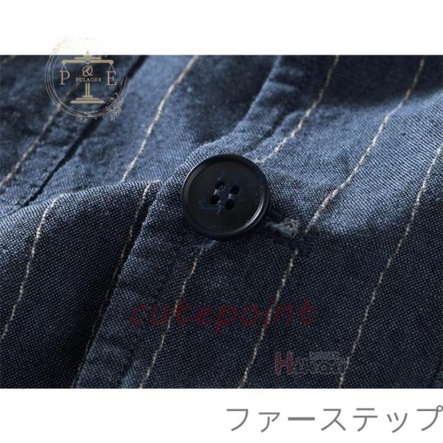 サマージャケット メンズ テーラードジャケット 綿麻 清涼 7分袖ジャケット 麻ジャケット リネンジャケット 2つボタン 薄手_16
