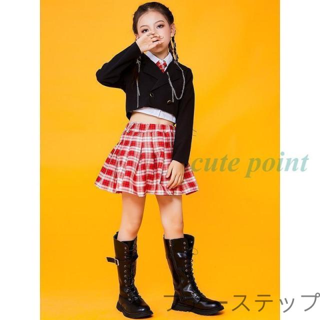 キッズダンス衣装 HIPHOP ステージ衣装 チアリーダー 衣装 ヒップホップ 女の子 韓国子供服 応援団 ジャズダンス jazz ダンスウェア 練習着 セット 演出服_4