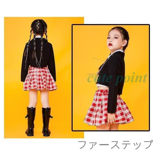 キッズダンス衣装 HIPHOP ステージ衣装 チアリーダー 衣装 ヒップホップ 女の子 韓国子供服 応援団 ジャズダンス jazz ダンスウェア 練習着 セット 演出服_6