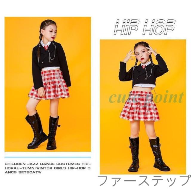 キッズダンス衣装 HIPHOP ステージ衣装 チアリーダー 衣装 ヒップホップ 女の子 韓国子供服 応援団 ジャズダンス jazz ダンスウェア 練習着 セット 演出服_7